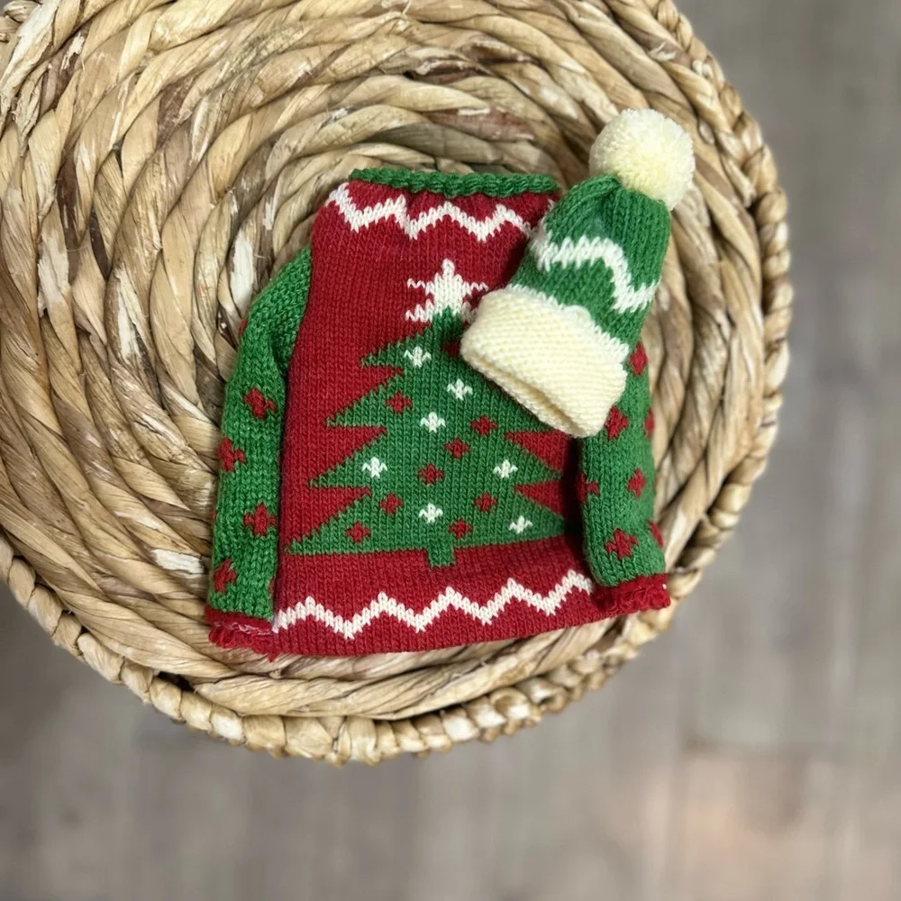 Acrylic Knitted Christmas Wine Bottle Cover & Hat Cork Cover Festive Gift